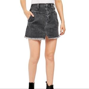FREE PEOPLE SIDECAR DENIM MINISKIRT BLACK Sz 27